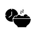 Silhouette Iftar icon. Outline emblem of fasting, diet. Cooking time sign for packaging design. Bowl of porridge for breakfast,