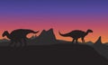 Silhouette of Iguanodon in hills