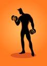 Bodybuilder lifting dumbbells