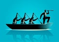 Businessmen rowing the boat