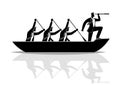 Businessman Silhouette Teamwork Rowing Boat