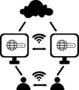 Cloud computing with laptop, globe icon and wifi symbol Royalty Free Stock Photo