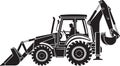 Silhouette illustration of construction worker using backhoe loader machine for work Royalty Free Stock Photo