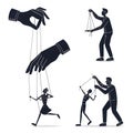 Puppet Master Silhouette Control Manipulation Power Business People Royalty Free Stock Photo