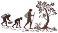A silhouette illustration depicts human evolution. Royalty Free Stock Photo