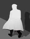 silhouette illustration design of mysterious person in white cloak