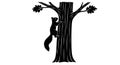 Silhouette illustration featuring a squirrel climbing a tree Royalty Free Stock Photo