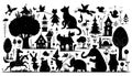 Silhouette illustration featuring a whimsical scene with animals Royalty Free Stock Photo