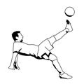 silhouette illustration of leo messi controlling and kicking the ball in somersault style Royalty Free Stock Photo