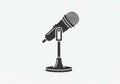 Silhouette illustration of a microphone on a stand. The microphone features a mesh grille and is Royalty Free Stock Photo