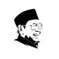 silhouette illustration of religious figure and former president Abdurahman wahid or gus dur with white background