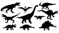 Silhouette of various dinosaurs