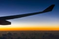 Silhouette image of airplane fixed wing