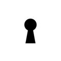 A silhouette image of a classic keyhole shape on a plain white background. The design Royalty Free Stock Photo
