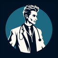 Minimalist Doctor Portrait Vector Illustration In Vintage Punk Style