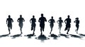 Silhouette image of group of runners, front view