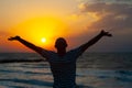 Silhouette Image of Man Raising His Hands With Ray of Light Royalty Free Stock Photo