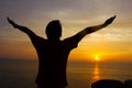 Silhouette Image of Man Raising His Hands Royalty Free Stock Photo