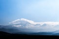 Mt. Erciyes volcano on foggy day in winter, Kayseri, Turkey Royalty Free Stock Photo