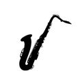 Silhouette image musical instrument saxophone