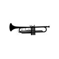 Silhouette image musical instrument trumpet