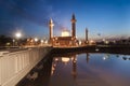 The silhouette image of sunset at mosque. Royalty Free Stock Photo