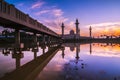 The silhouette image of sunset at mosque. Royalty Free Stock Photo