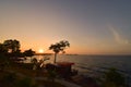 Silhouette image of sunset scene from the hotel at Gaw Yan Gyi Island.