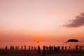 Silhouette image of tourists watching sunset at Patong beach, Ph