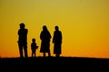 Silhouette image of two-family family