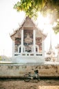 Silhouette image of Wat Uposatharam Temple or Wat Bot at in even