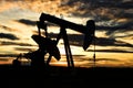 Oil Field Pump Jack Silhouette Royalty Free Stock Photo