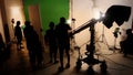 Silhouette images of making of or behind the scenes of video production Royalty Free Stock Photo