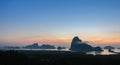 Silhouette of imestone island lanscape at sunrise Royalty Free Stock Photo