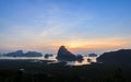 Silhouette of imestone karsts lanscape at sunrise Royalty Free Stock Photo