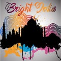 silhouette of India with watercolor splash