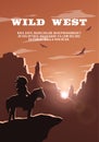 Silhouette of an Indian on the background of the wild west.