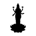 Silhouette Indian goddess Lakshmi. Indian culture and religion.