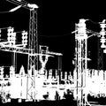 silhouette of industrial Elecricity Station Royalty Free Stock Photo