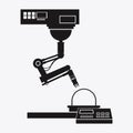 Silhouette industrial robot arm working