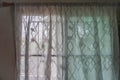 Silhouette interior house white curtain for sunlight filter