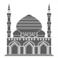 Silhouette islam traditional architecture muslim mosque house building religious design flat vector illustration