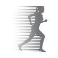 Silhouette of Isolated Running Woman on White