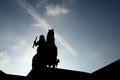 Silhouette of Jan Wellem statue in Duesseldorf Royalty Free Stock Photo