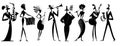 Stylized Jazz Band Silhouette Royalty Free Stock Photo