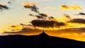 Silhouette of Jested mountain at sunset time, Liberec, Czech Republic Royalty Free Stock Photo