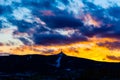 Silhouette of Jested mountain at sunset time, Liberec, Czech Republic Royalty Free Stock Photo