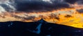 Silhouette of Jested mountain at sunset time, Liberec, Czech Republic