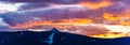 Silhouette of Jested mountain at sunset time, Liberec, Czech Republic