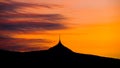 Silhouette of Jested mountain at sunset time, Liberec, Czech Republic Royalty Free Stock Photo